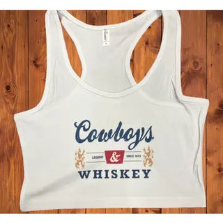 Cowboys & Whiskey Cropped Tank Top