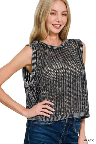 Electric Rhythm Open Knit Tank (Black)
