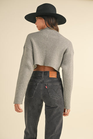 Long Sleeve Ribbed Crop Sweater 
