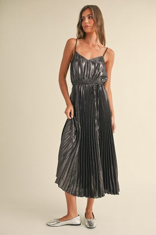 metallic pleated dress Metallic Pleated Dress