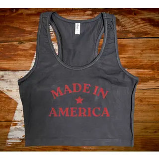 Made in America Black Crop Tank Top