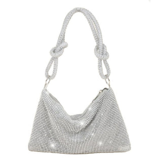 FULL RHINESTONE TIED STRAP ACCENT CLUTCH BAG