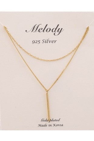 Sterling Silver Bar Dainty Layered Necklace