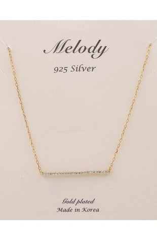 Sterling Silver Cubic Zirconia Bar Necklace