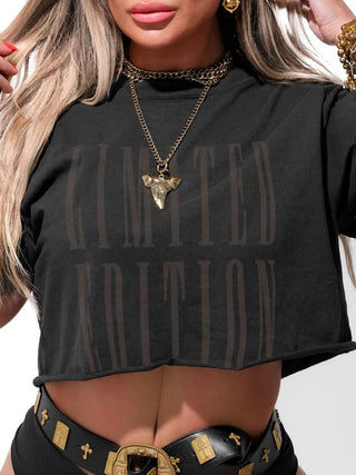 Black Limited Edition Blacked Out cropped graphic tee by Pebby Forevee