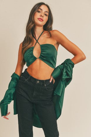 Satin Crop Top and Shirt Set